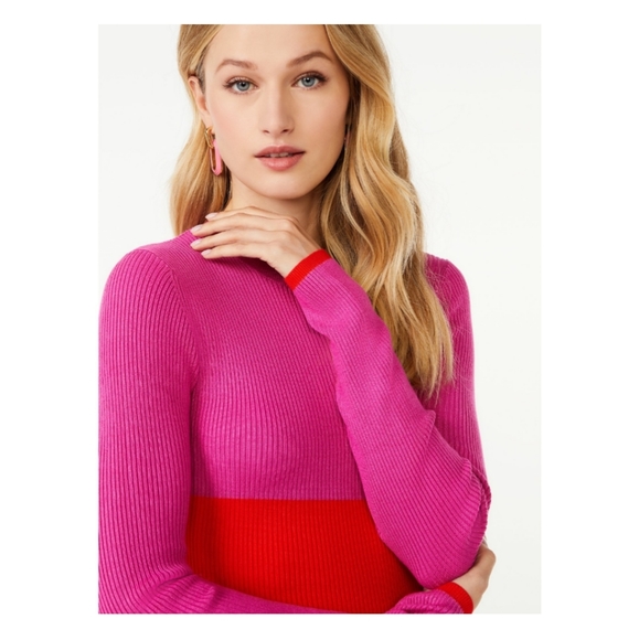 Scoop color block sweater dress - Picture 4 of 4